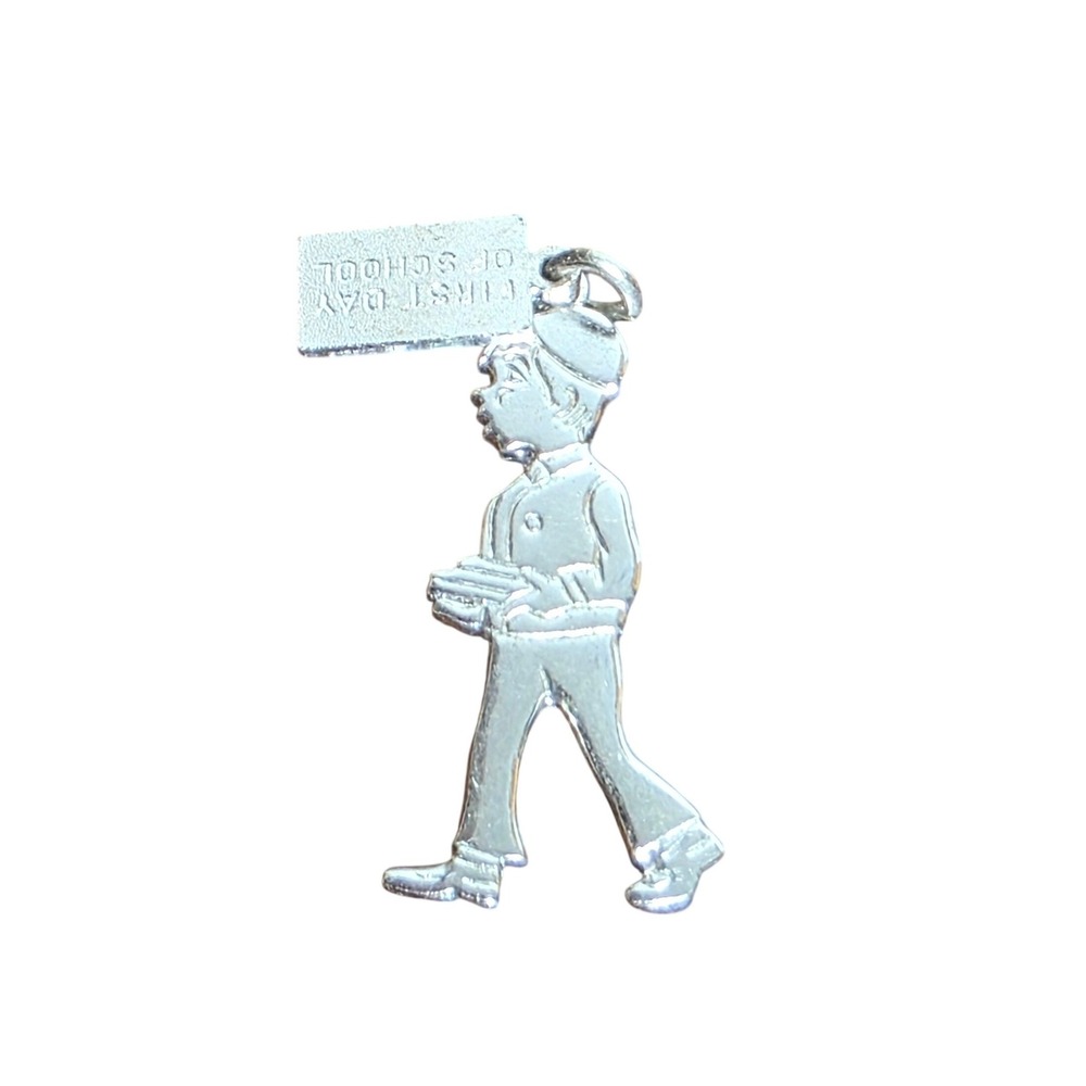 Sterling Silver Charm Boy First Day of School Backpack‎ Books
